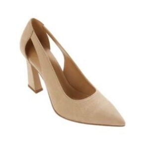 Neutral Taupe Suede-Look Pumps Sz 9.5 Chic Work to Evening Contemporary‎